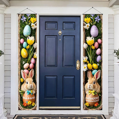 Festive Easter Bunny Themed Door Banner Set  -  Front Door Spring Holiday Decor