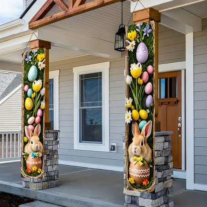 Festive Easter Bunny Themed Door Banner Set  -  Front Door Spring Holiday Decor