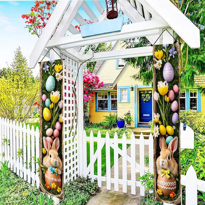 Festive Easter Bunny Themed Door Banner Set  -  Front Door Spring Holiday Decor