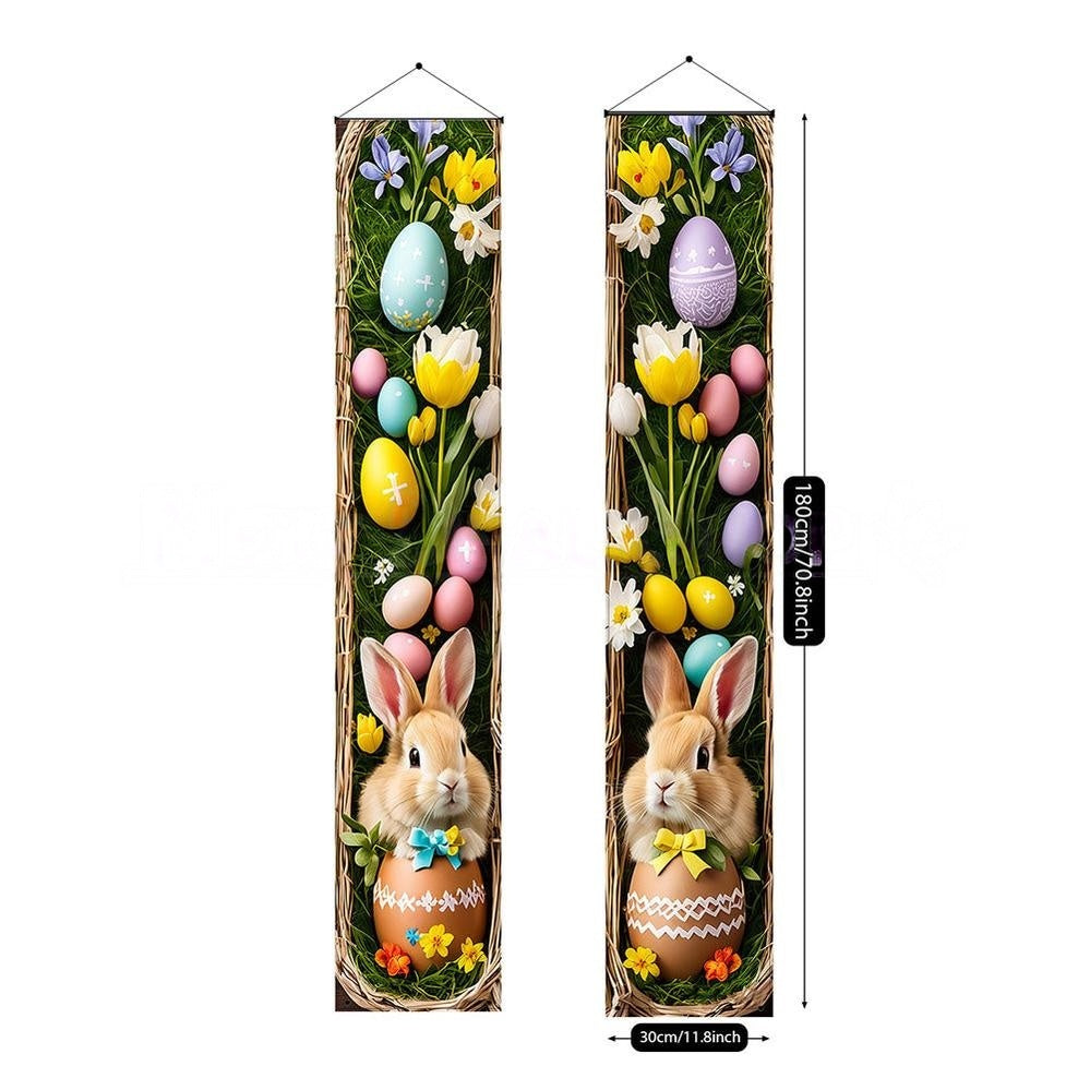 Festive Easter Bunny Themed Door Banner Set  -  Front Door Spring Holiday Decor