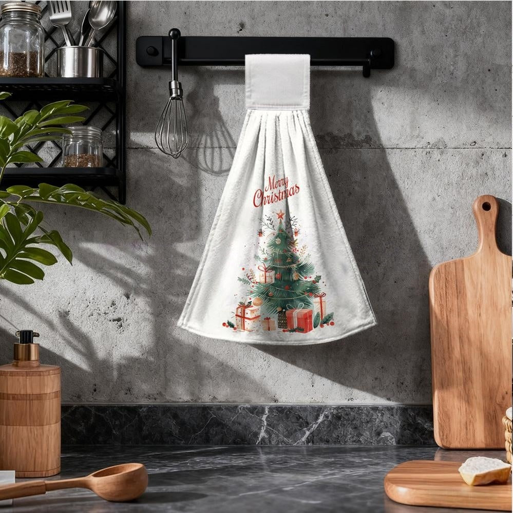 Festive Holiday Print Christmas Kitchen Hand Towels  -  Set of 2, Kitchen Holiday Decor