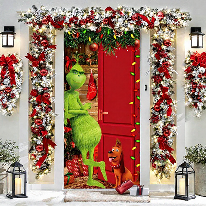 Festive Holiday Themed Door Covers - Seasonal Entryway Party Home Decor Accessory