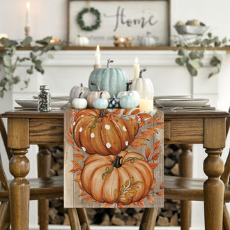 Festive Polka Dot Pumpkin Table Runner