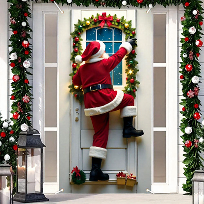 Festive Santa Claus Door Cover - Christmas Front Door Holiday Decor