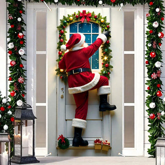 Festive Santa Claus Door Cover - Christmas Front Door Holiday Decor