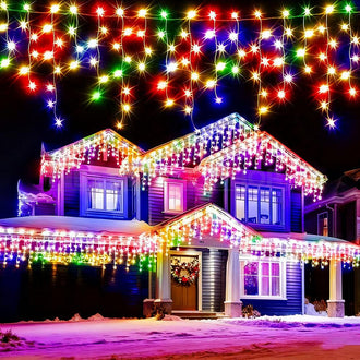 Festive Solar Powered LED Icicle String Lights