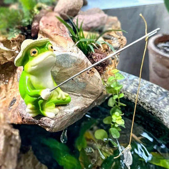 Fishing Frog Garden Figurine