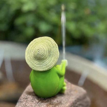 Fishing Frog Garden Figurine - Yard Lawn Flower Bed Outdoor Backyard Landscape Ornament Decor