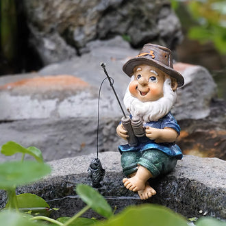 Fishing Gnome Garden Decor