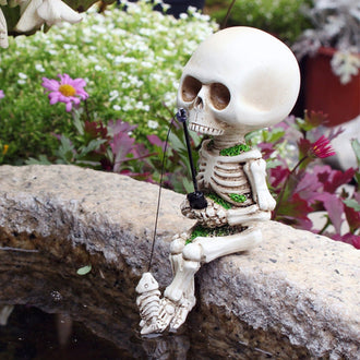 Fishing Skeleton Garden Decor