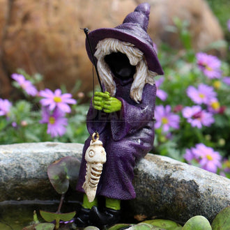 Fishing Witch Garden Decor