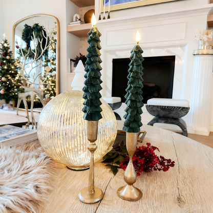 Flameless Christmas Tree Candle Light with Remote - 2 Pcs, Home Table Mantel Xmas Holiday Indoor Party Festive Decor Lighting