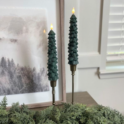 Flameless Christmas Tree Candle Light with Remote - 2 Pcs, Home Table Mantel Xmas Holiday Indoor Party Festive Decor Lighting
