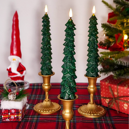 Flameless Christmas Tree Candle Light with Remote - 2 Pcs, Home Table Mantel Xmas Holiday Indoor Party Festive Decor Lighting