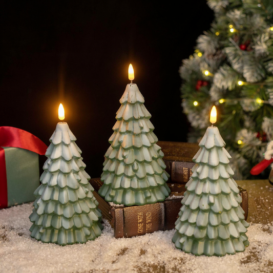 Flameless LED Christmas Tree Candle Light - Home Table Mantel Xmas Holiday Indoor Party Festive Decor Lighting