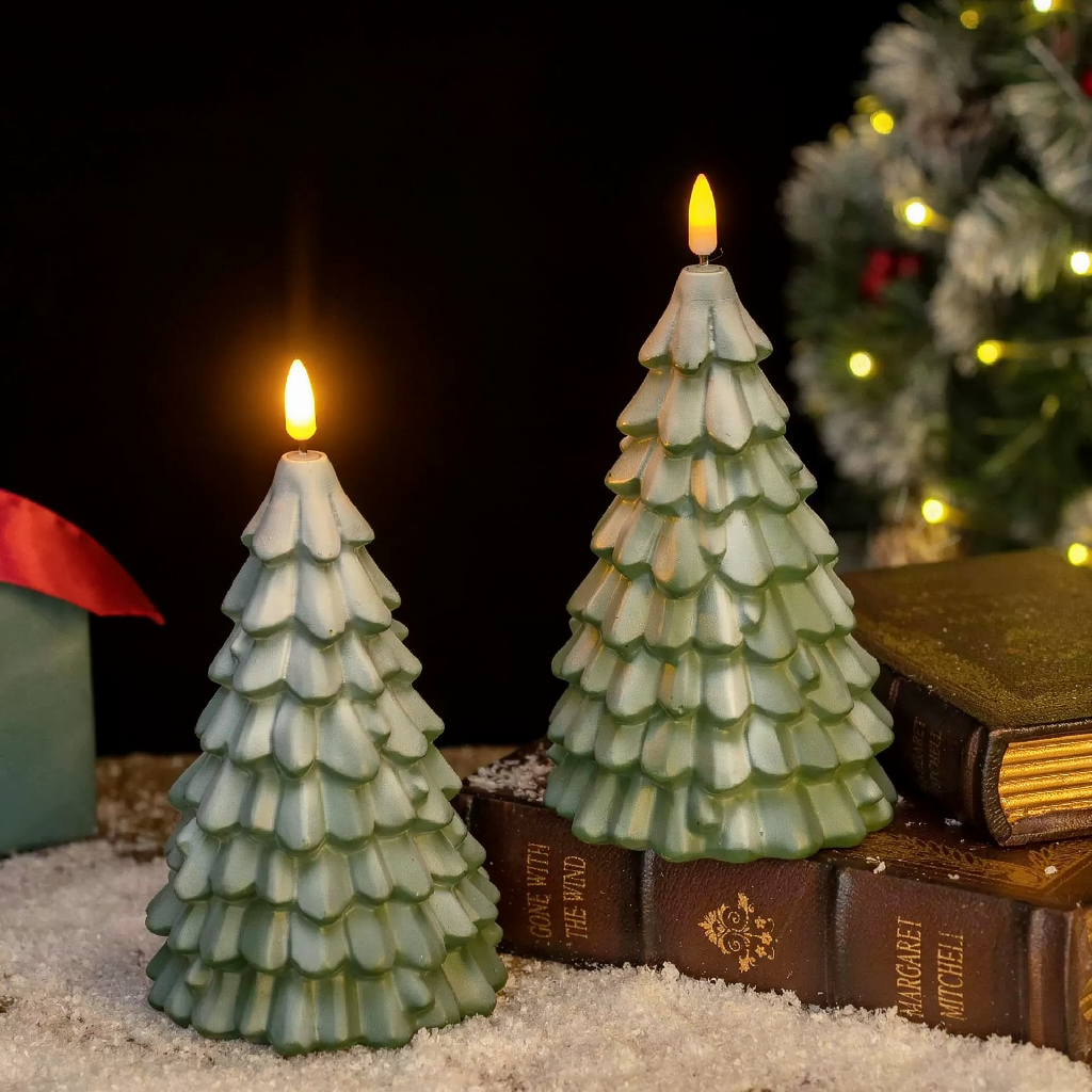Flameless LED Christmas Tree Candle Light - Home Table Mantel Xmas Holiday Indoor Party Festive Decor Lighting