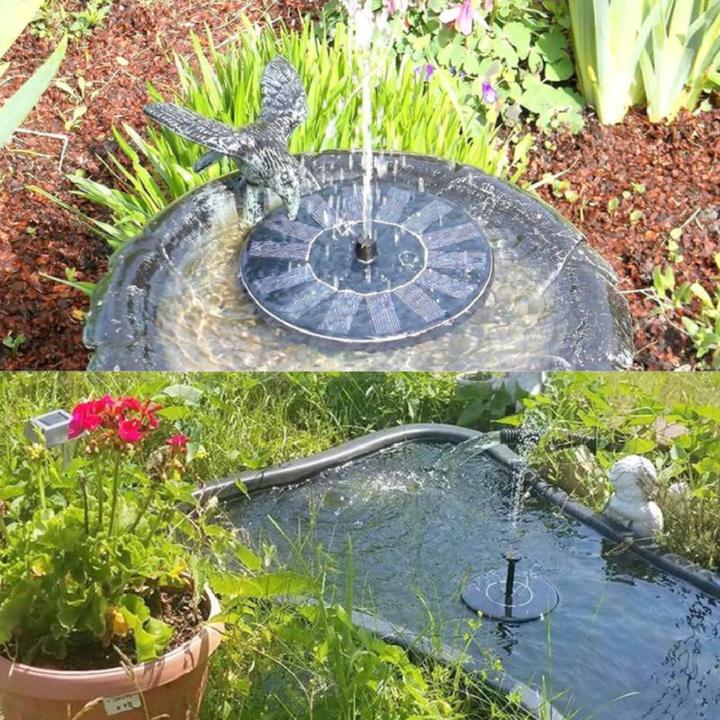 Free Standing Floating Solar Powered Water Fountain Pump for Bird Bath - Yard Garden Pond Outdoor Backyard Landscape Water Decor