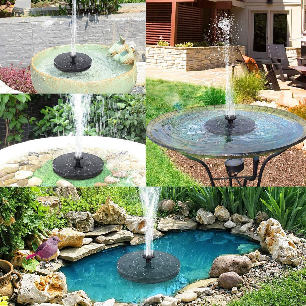 Free Standing Floating Solar Powered Water Fountain Pump for Bird Bath - Yard Garden Pond Outdoor Backyard Landscape Water Decor