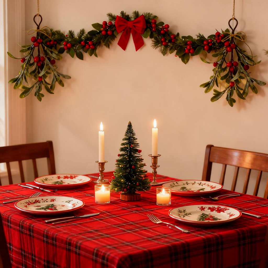 Frosted Mistletoe Christmas Hanging Decor - 2 Pcs, Home Door Wall Xmas Indoor Holiday Party Festival Decor Ornament