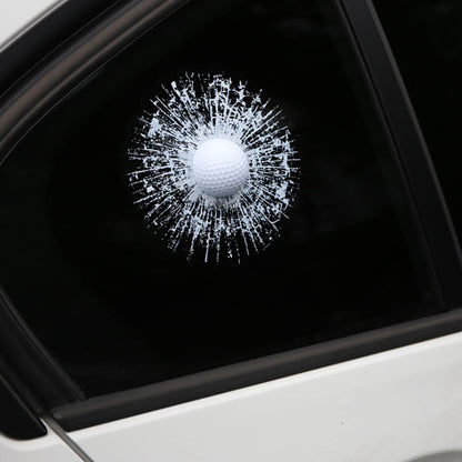 Funny 3D Golf Ball Broken Glass Sticker ‑ Car Window Decal, Prank Decor Sticker, Vehicle Decoration