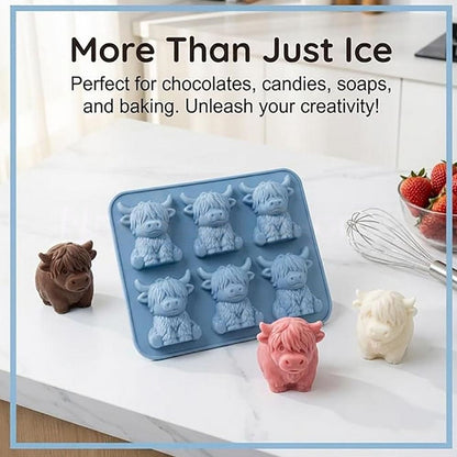 Funny 3D Highland Cow Silicone Ice Cube Mold  -  Kitchen Bar Drink Accessory