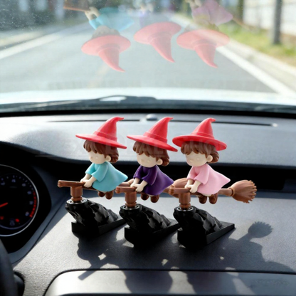 Funny Flying Witch Car Dashboard Ornament  -  Car Interior Decor