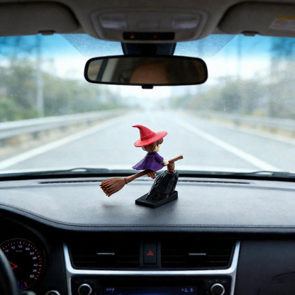 Funny Flying Witch Car Dashboard Ornament  -  Car Interior Decor