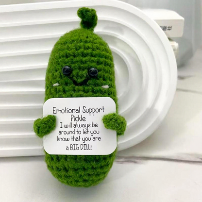 Funny Handmade Crochet Emotional Support Pickle - Soft Yarn Plush Gift for Desk & Home Decor
