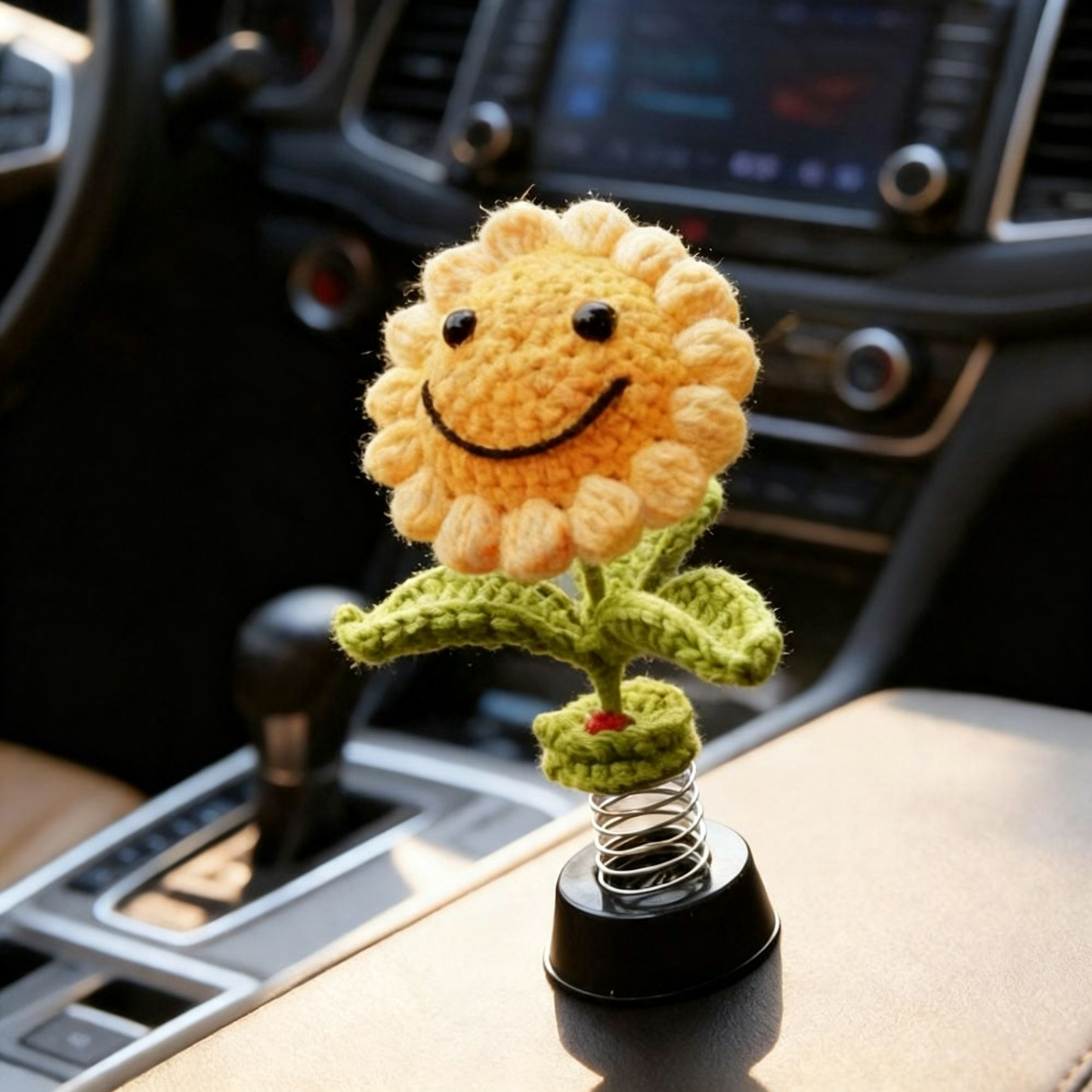 Funny Handmade Sunflower Bobblehead Car Dashboard Ornament  -  Car Interior Decor