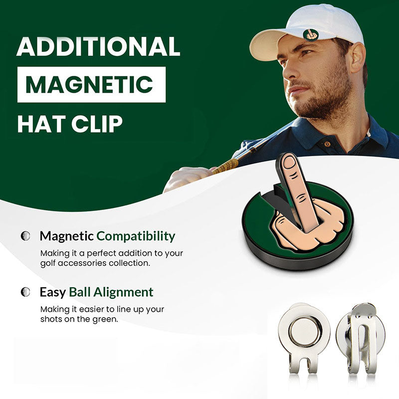 Funny Middle Finger Golf Ball Marker with Magnetic Hat Clip‑Golf Accessory - Sports Gift for Golfer