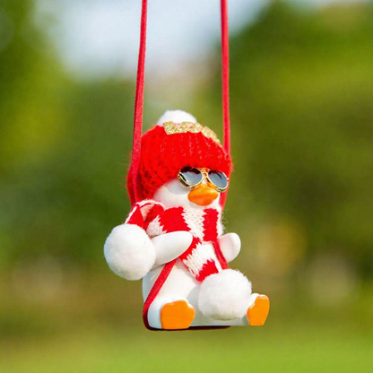 Funny Resin Duck Car Hanging Ornament - Cute Rearview Mirror Pendant for Vehicle Interior
