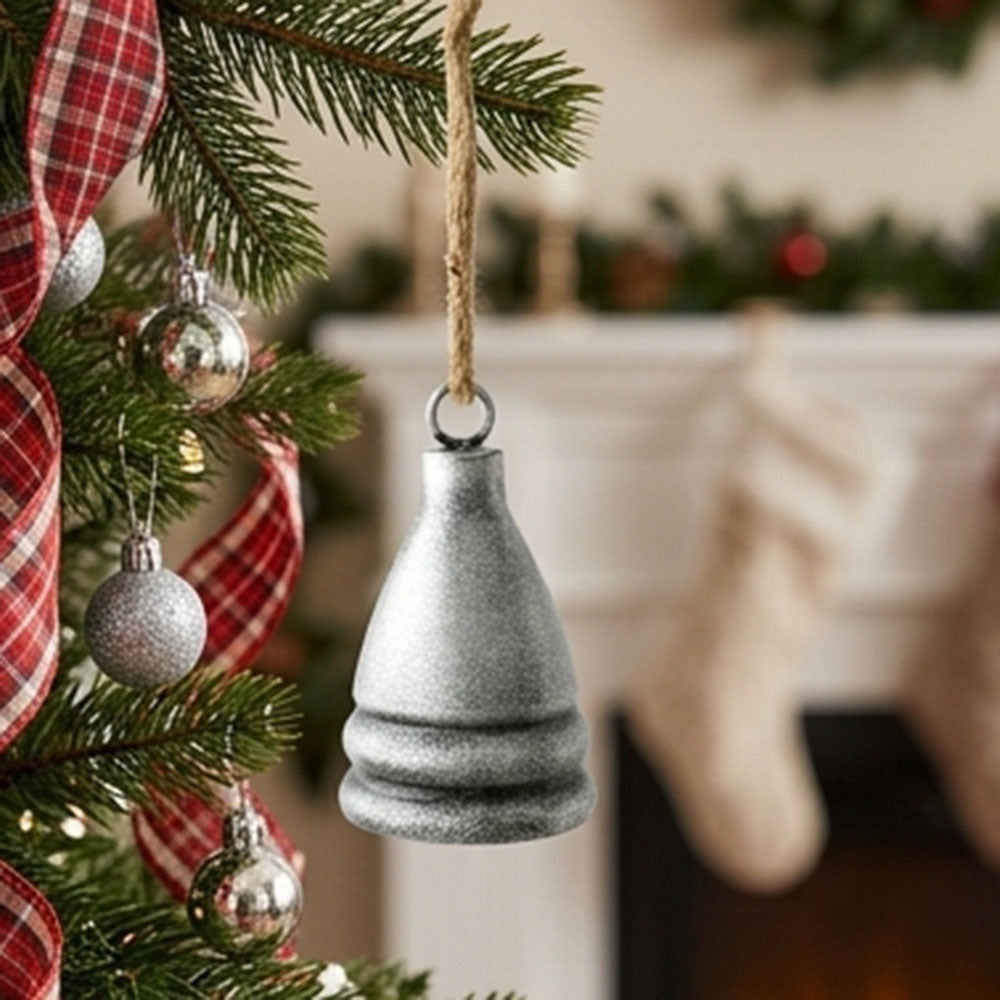 Rustic Christmas Metal Bell Hanging Decor - Sliver, Xmas Tree Wreath Garland Mantel Decor
