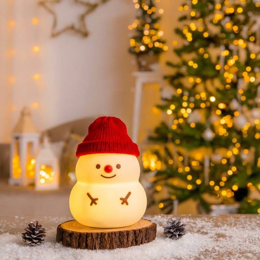 Adorable Christmas Snowman Night Light - Tabletop Holiday Decor Light