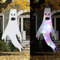 Giant LED Ghost Windsock Hanging Decor - 47 inch, Home Porch Patio Yard Outdoor Halloween Holiday Party Spooky Hanging Decor