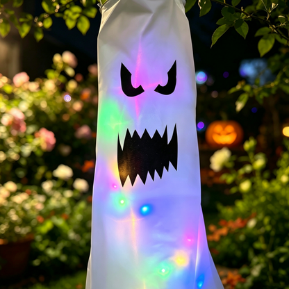 Giant LED Ghost Windsock Hanging Decor - 47 inch, Home Porch Patio Yard Outdoor Halloween Holiday Party Spooky Hanging Decor
