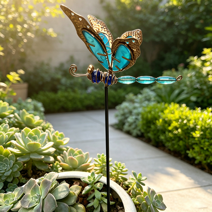 Glow in The Dark Dragonfly Metal Garden Yard Stake-View 4-Next Deal Shop