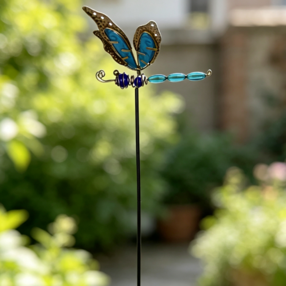Glow-In-Dark Metal Dragonfly Garden Stake - Flower Bed & Lawn Yard Art