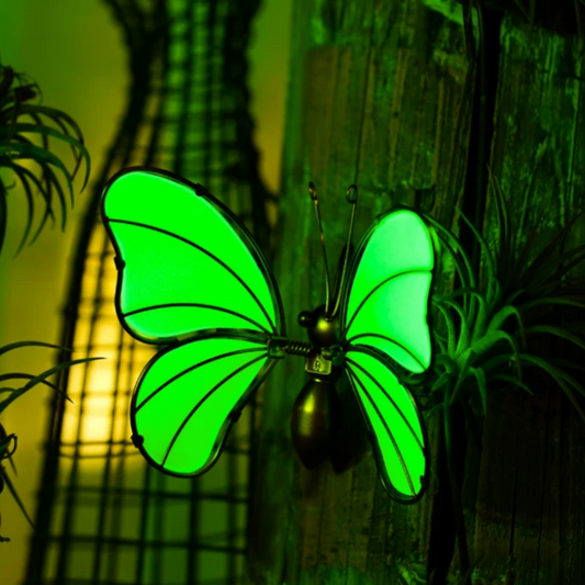 Glow in the Dark Green Butterfly Pot Hugger - Garden Yard Planter Edge Decor