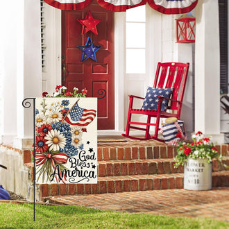 God Bless America Floral Garden Flag