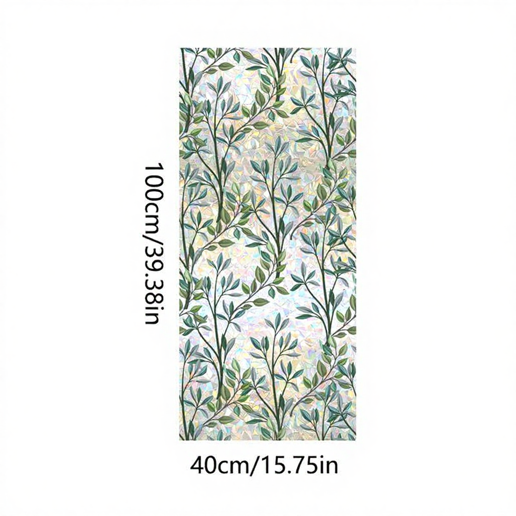 Green Vine Decorative Static Window Film - Botanical Window Decal for Home & Office