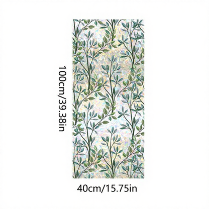 Green Vine Decorative Static Window Film - Botanical Window Decal for Home & Office