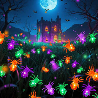 Halloween LED Spider Stake Lights Outdoor Pathway Garden Yard Decor