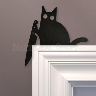 Halloween Metal Cat Door Topper