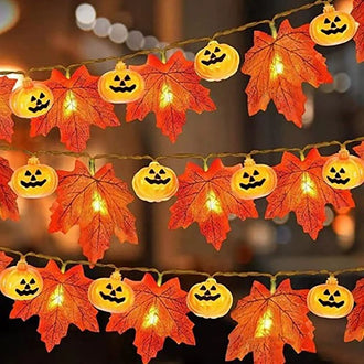 Halloween Pumpkin Maple Leaf String Lights