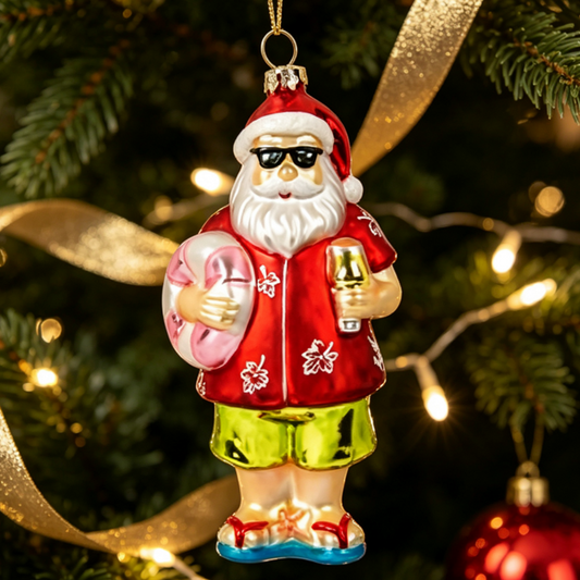 Hand Blown Glass Santa Christmas Hanging Ornament - Christmas in July Tree Decor