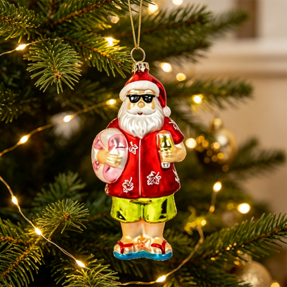Hand Blown Glass Santa Christmas Hanging Ornament - Xmas Tree Decor