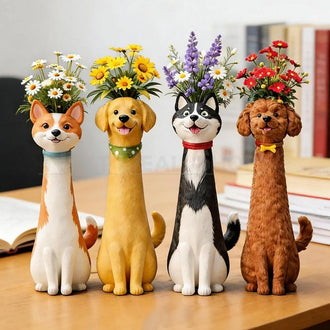 Hand Painted Dog Flower Vase