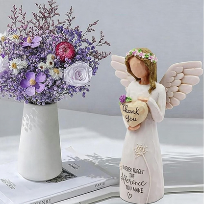Hand Painted Resin Angel Figurine  -  5.1-Inch, Shelf & Tabletop Indoor Decor