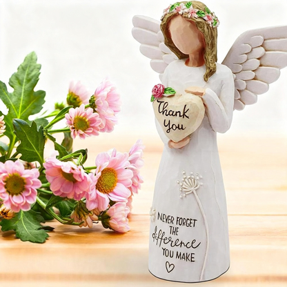 Hand Painted Resin Angel Figurine  -  5.1-Inch, Shelf & Tabletop Indoor Decor
