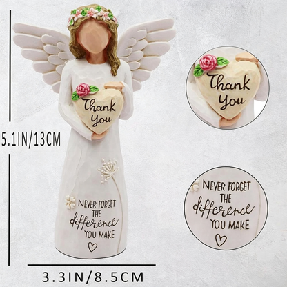 Hand Painted Resin Angel Figurine  -  5.1-Inch, Shelf & Tabletop Indoor Decor